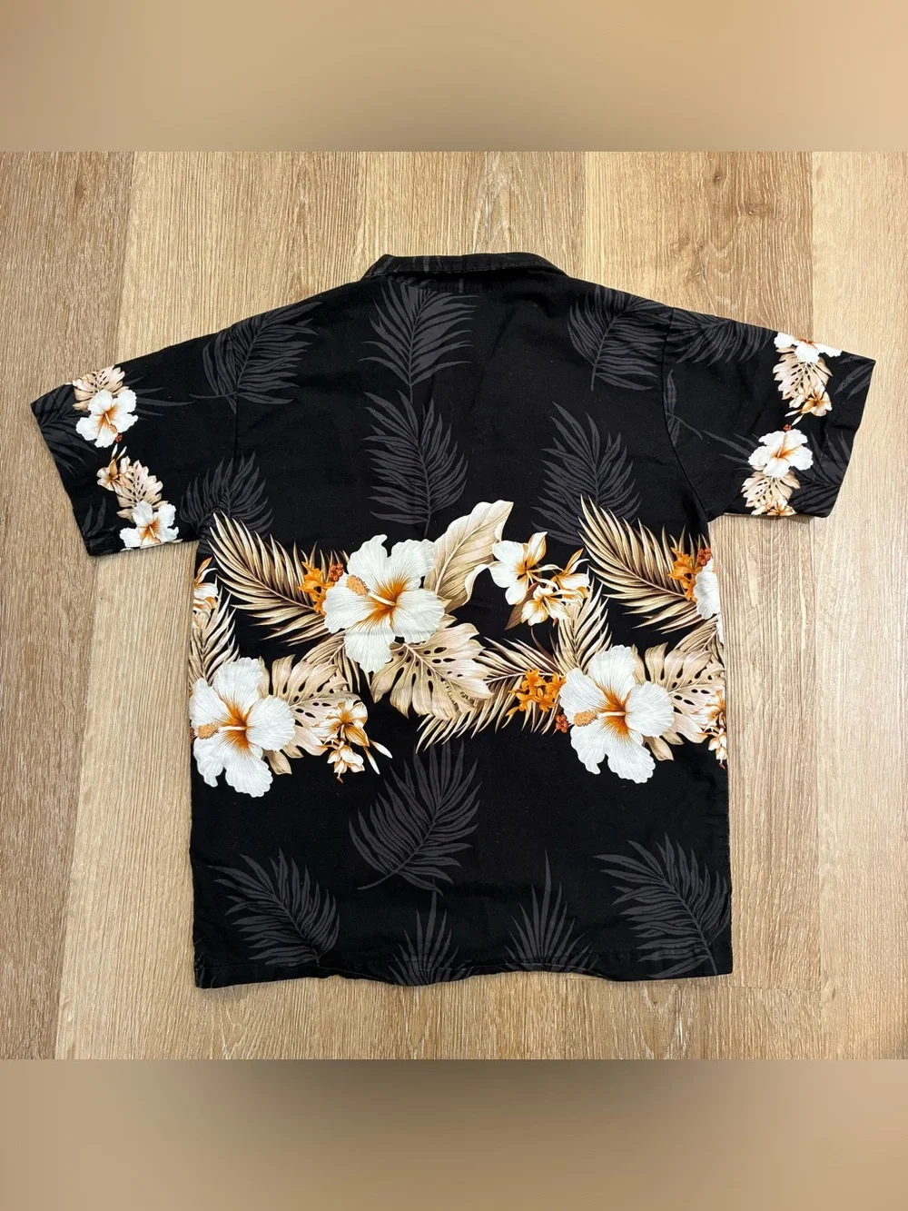 Pacific Legend Kids Hawaiian Aloha Shirt Black Floral Hibiscus 100% Cotton USA S